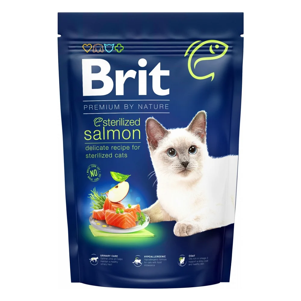 Сухий корм для кішок Brit Premium by Nature Cat Sterilized Salmon 1.5 кг (8595602553174)
