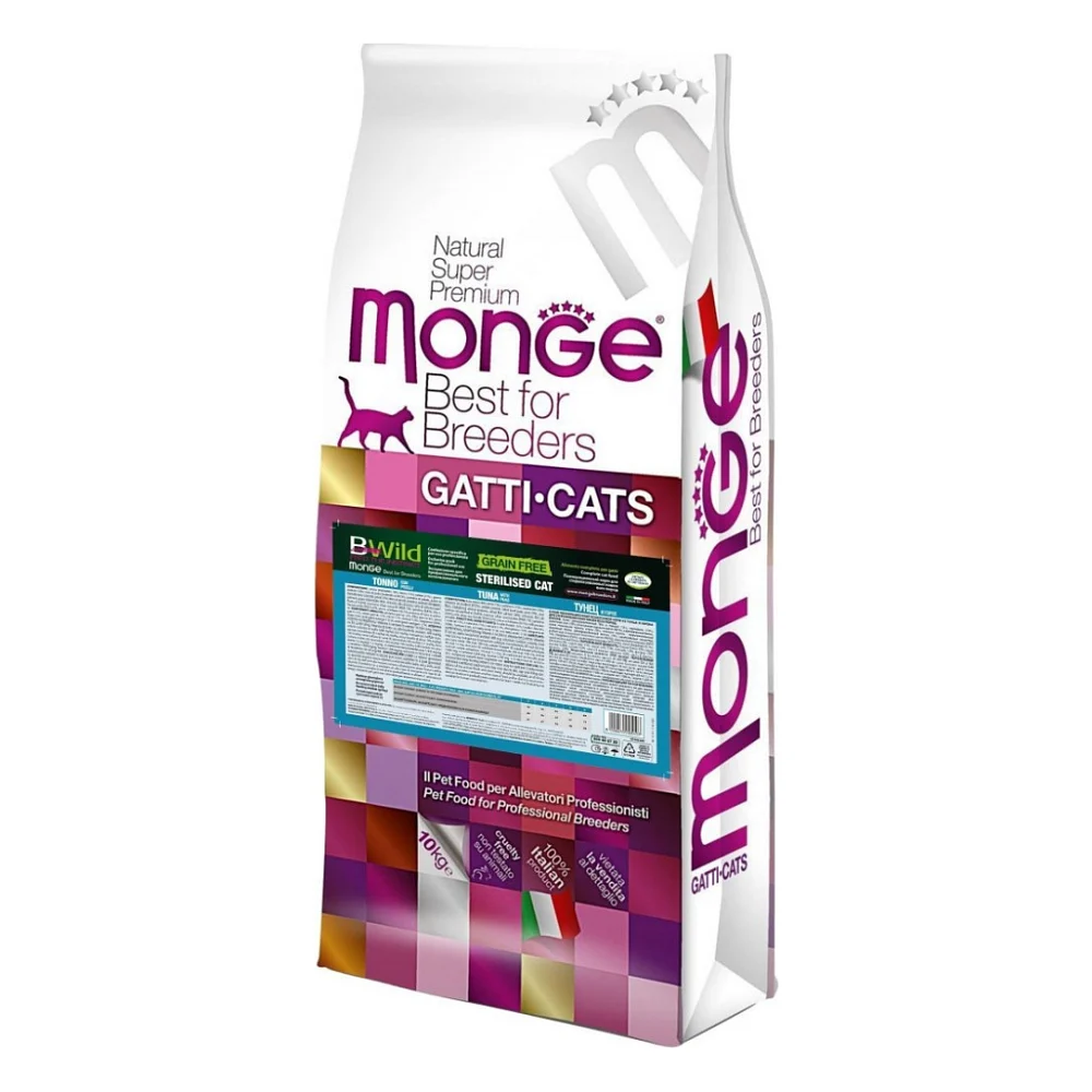 Сухий корм для кішок Monge Cat Bwild Grain Free Sterilised Тунець 10 кг (8009470005197)