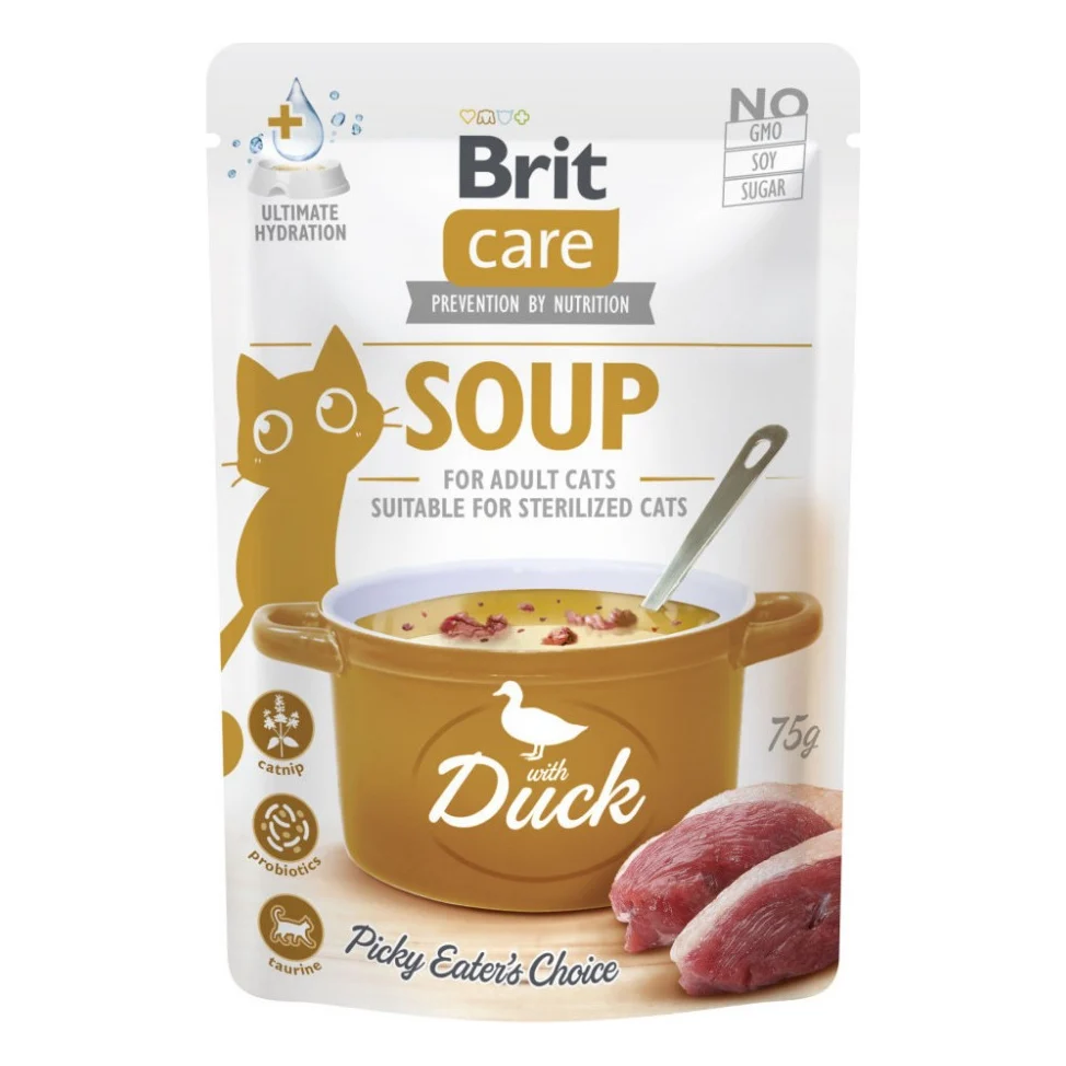 Вологий корм для кішок Brit Care Soup with Duck з качкою 75 г (8595602569182)