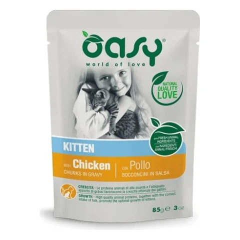 Вологий корм для кішок OASY Kitten з куркою 85 г (8053017343686)
