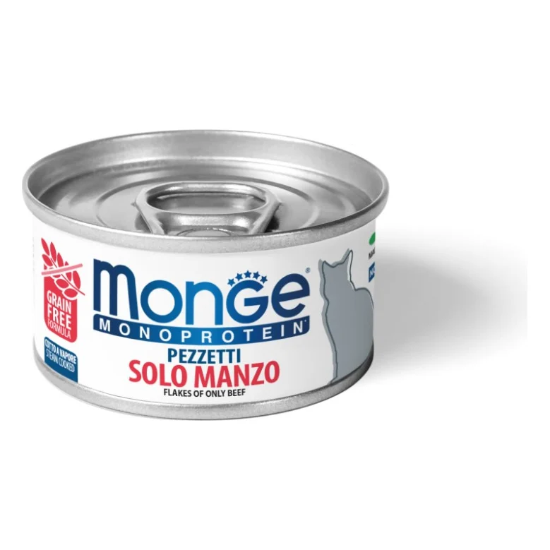 Консерви для котів Monge Cat Monoprotein м'ясні пластівці з яловичини 80 г (8009470013819)