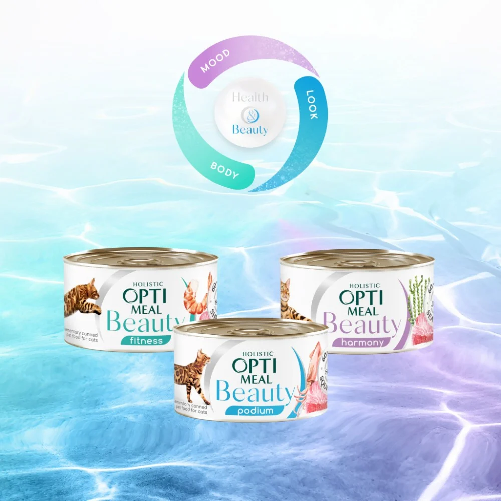 Консерви для котів Optimeal Beauty Harmony смугастий тунець у желе з водоростями 70 г (4820215366236) — фото 6