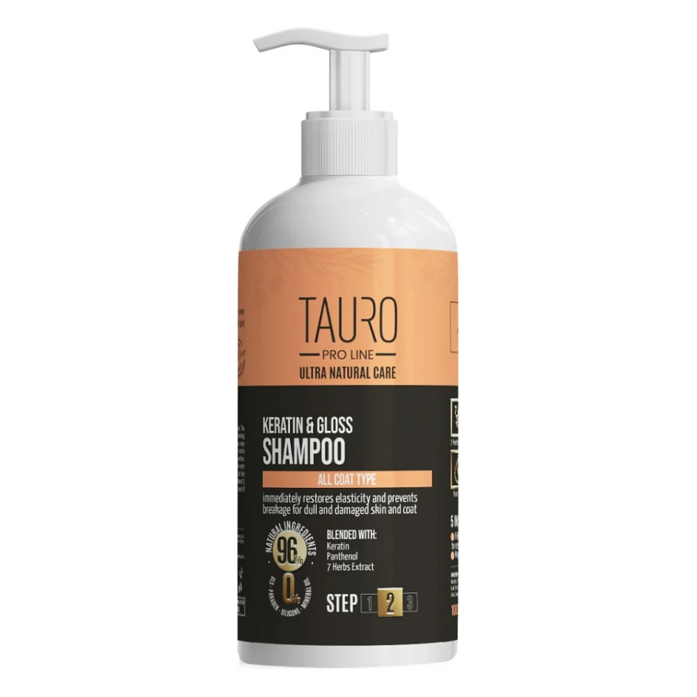 Шампунь для тварин Tauro Pro Line Ultra Natural Care Keratin & Gloss 1000 мл (TPL63607)
