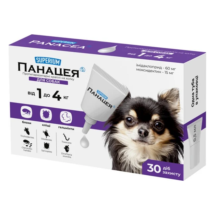 Краплі для тварин SUPERIUM Панацея Протипаразитарні для собак 1-4 кг (9141)