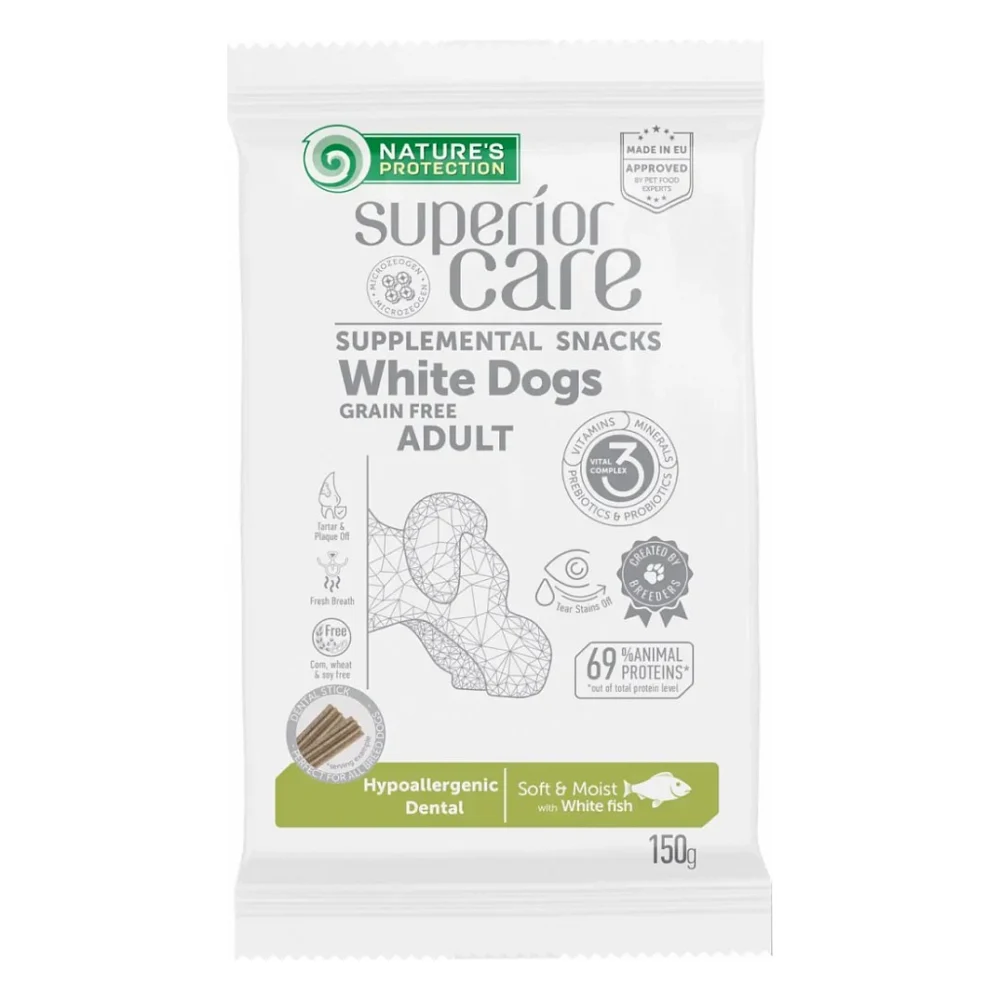 Ласощі для собак Nature's Protection Superior Care White Dogs Hypoallergenic & Dental Care 150 г (KIKNPSC47202)