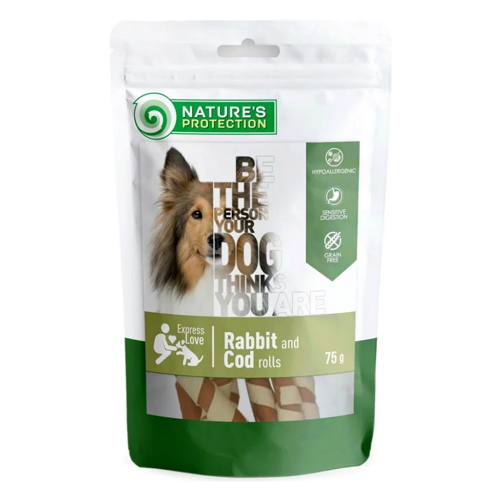 Ласощі для собак Nature's Protection Rabbit and cod rolls 75 г (SNK46095)