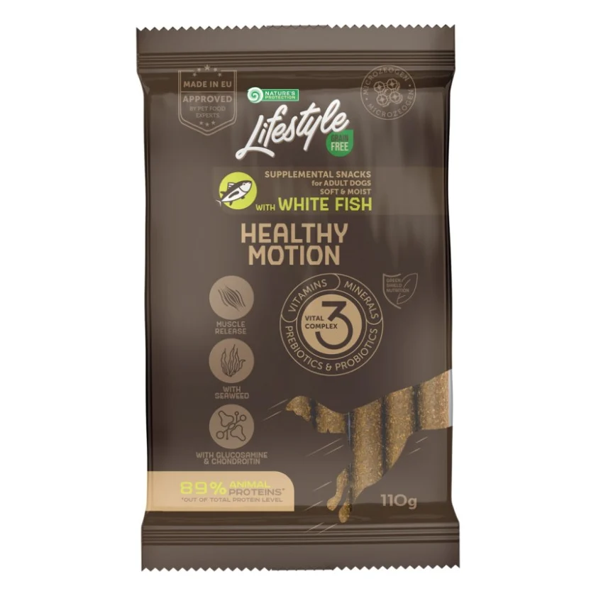 Ласощі для собак Nature's Protection Lifestyle Grain Free White fish Healthy Motion 110 г (KIKNPLS47207)