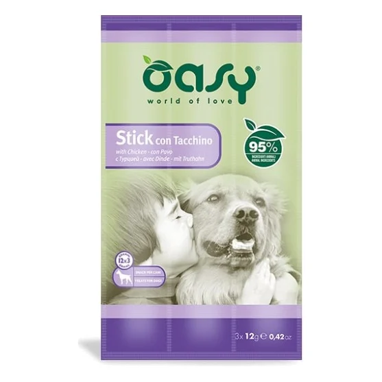 Ласощі для собак OASY Stick м’ясні палички з індичкою 36 г (8054329510261)