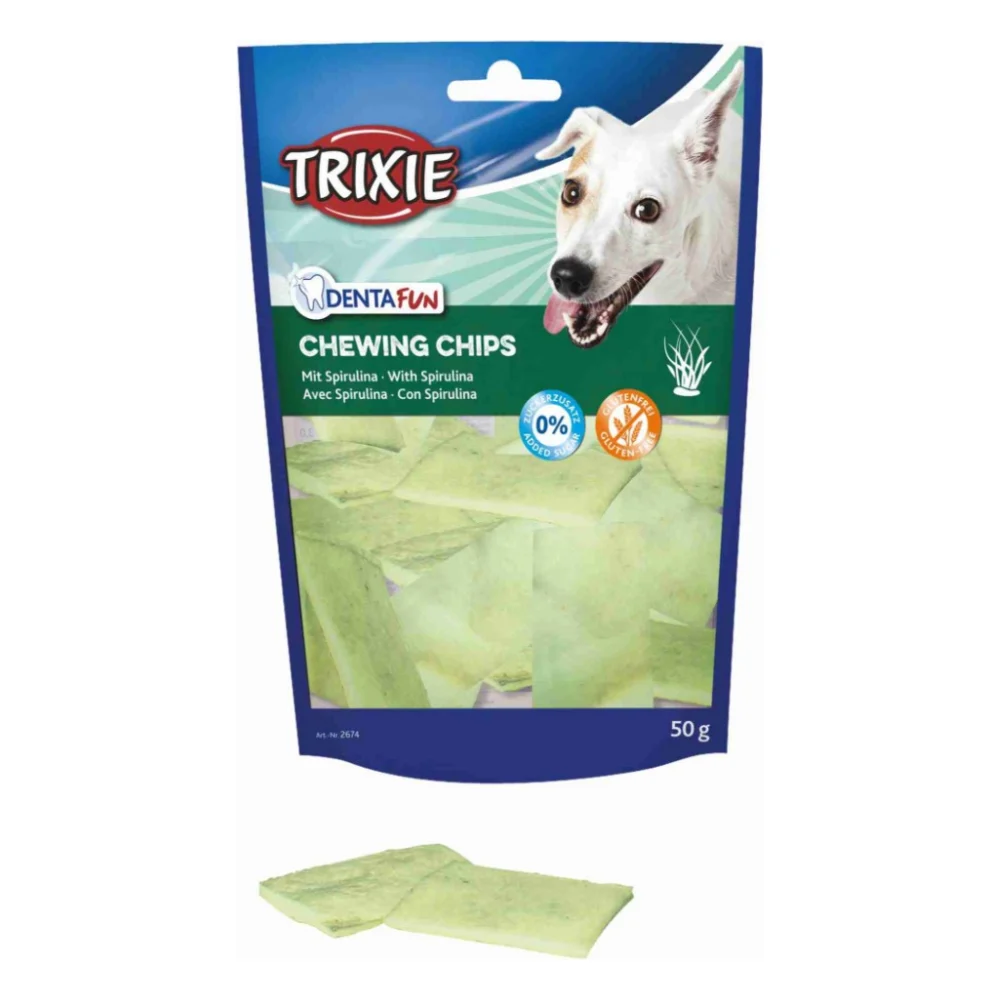 Ласощі для собак Trixie KauChips Light зі спіруліною 50 г (4011905026749)