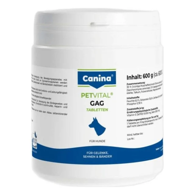 Вітаміни для собак Canina Petvital GAG Глюкозамін з екстрактом мідій 600 таблеток (4027565723324)
