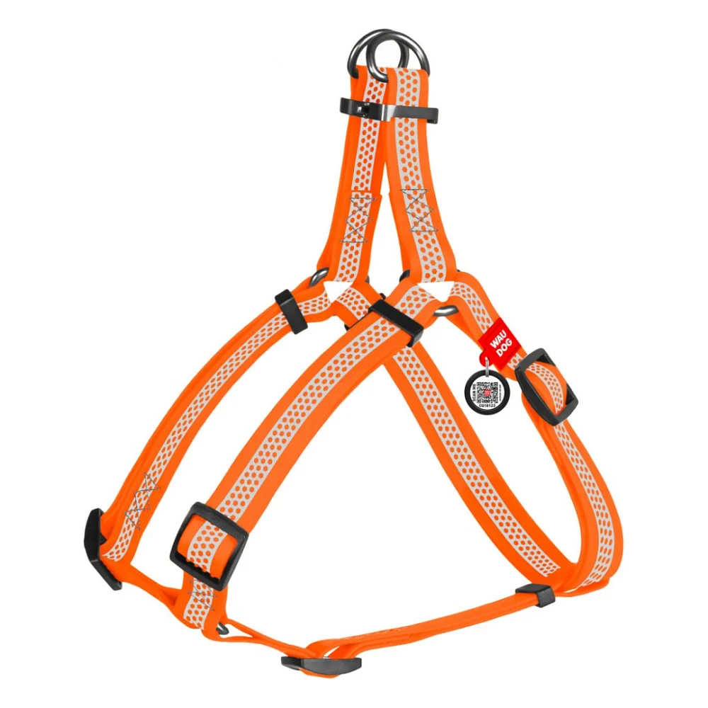 Шлея для собак WAUDOG Waterproof з QR паспортом XS Ш 15 мм Д 30-39 см помаранчева (26214)