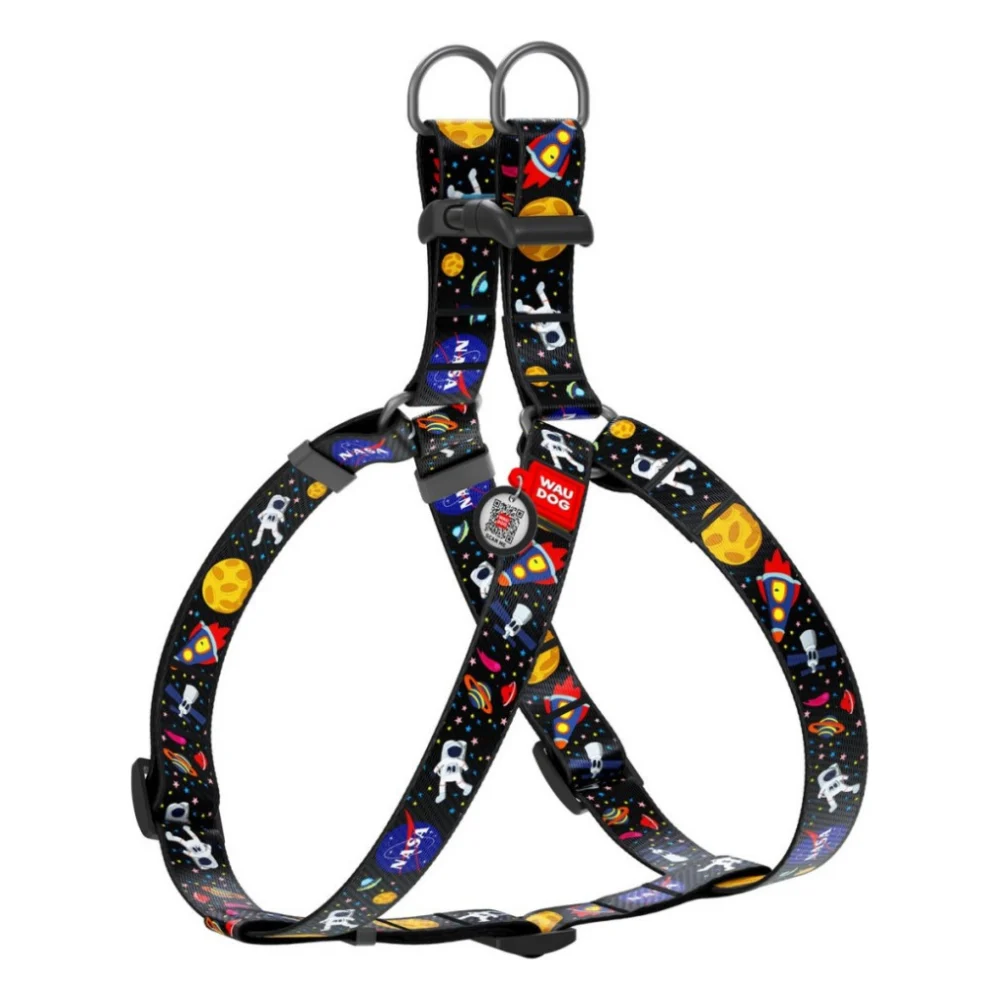 Шлея для собак WAUDOG Nylon з QR паспортом анатомічна "NASA" L (5024)