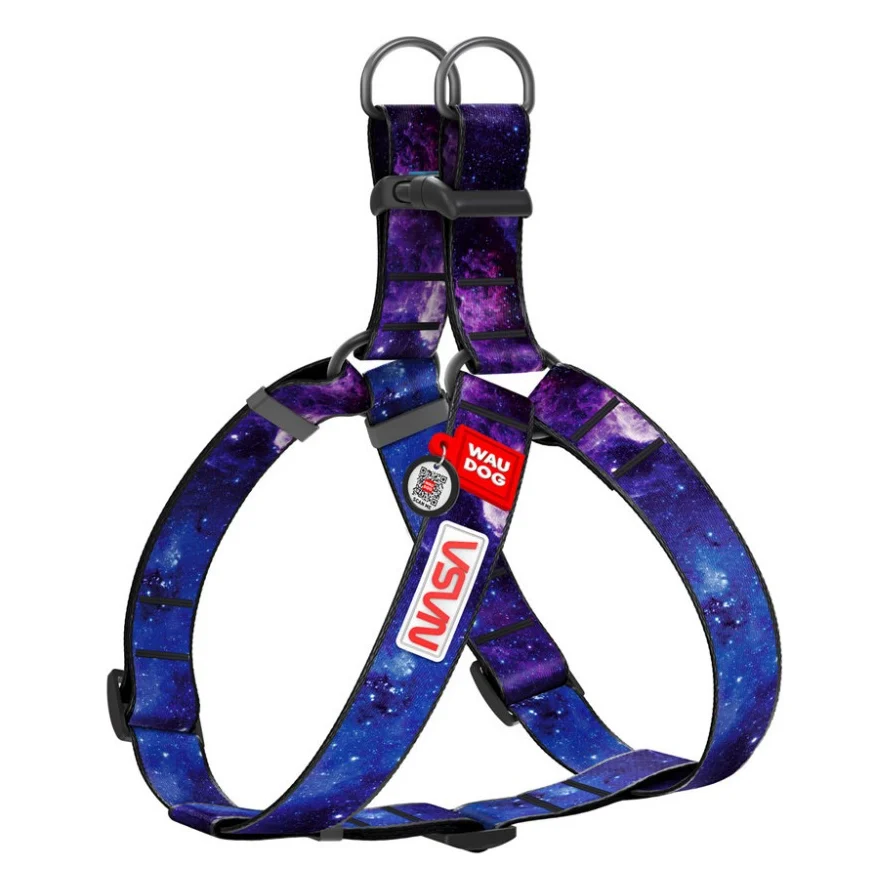 Шлея для собак WAUDOG Nylon з QR паспортом "NASA21" пластиковий фастекс XL (324-0148)