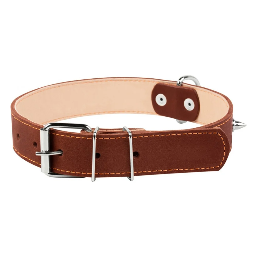 Нашийник для тварин Collar подвійний із шипами 35 мм 48-63 см (коричневий) (02876)