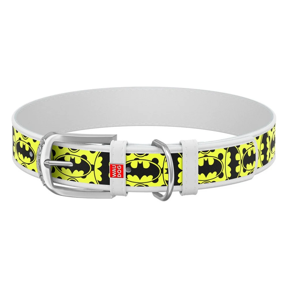 Нашийник для тварин WAUDOG Design з QR паспортом "Бетмен 4" XS Ш 12 мм Д 18-24 см(білий) (0012-1006-15)