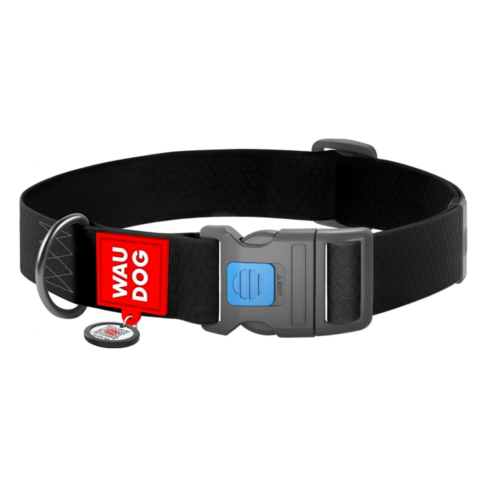 Нашийник для тварин WAUDOG Waterproof з QR паспортом пластиковий фастекс XXL чорний (25111)