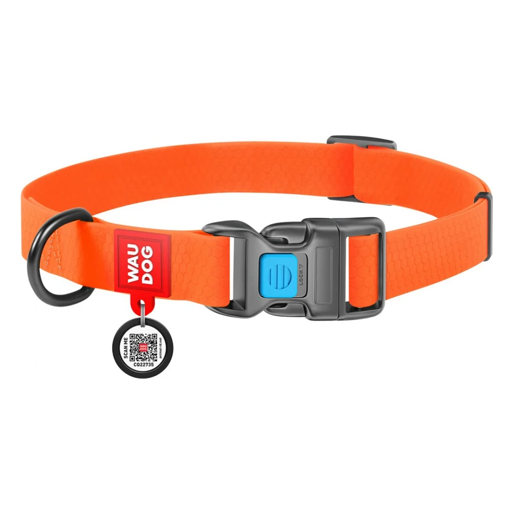 Нашийник для тварин WAUDOG Waterproof з QR паспортом Ш 15 мм Д 25-35 см помаранчевий (27394)