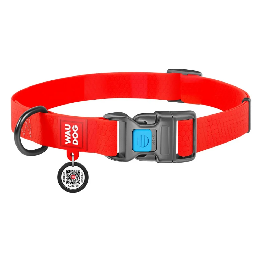 Нашийник для тварин WAUDOG Waterproof з QR паспортом Ш 25 мм Д 34-49 см червоний (27723)