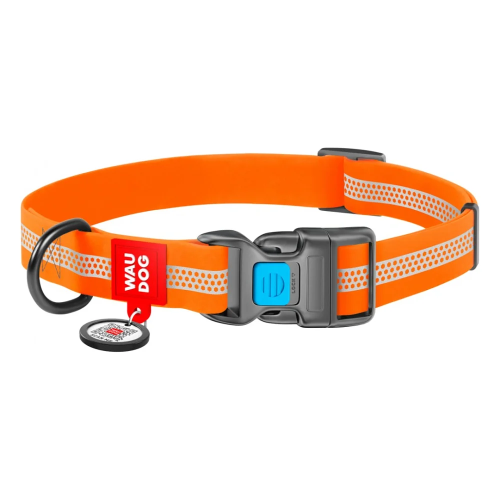 Нашийник для тварин WAUDOG Waterproof пластикова пряжка L Ш 25 мм Д 34-49 см помаранчевий (26144)
