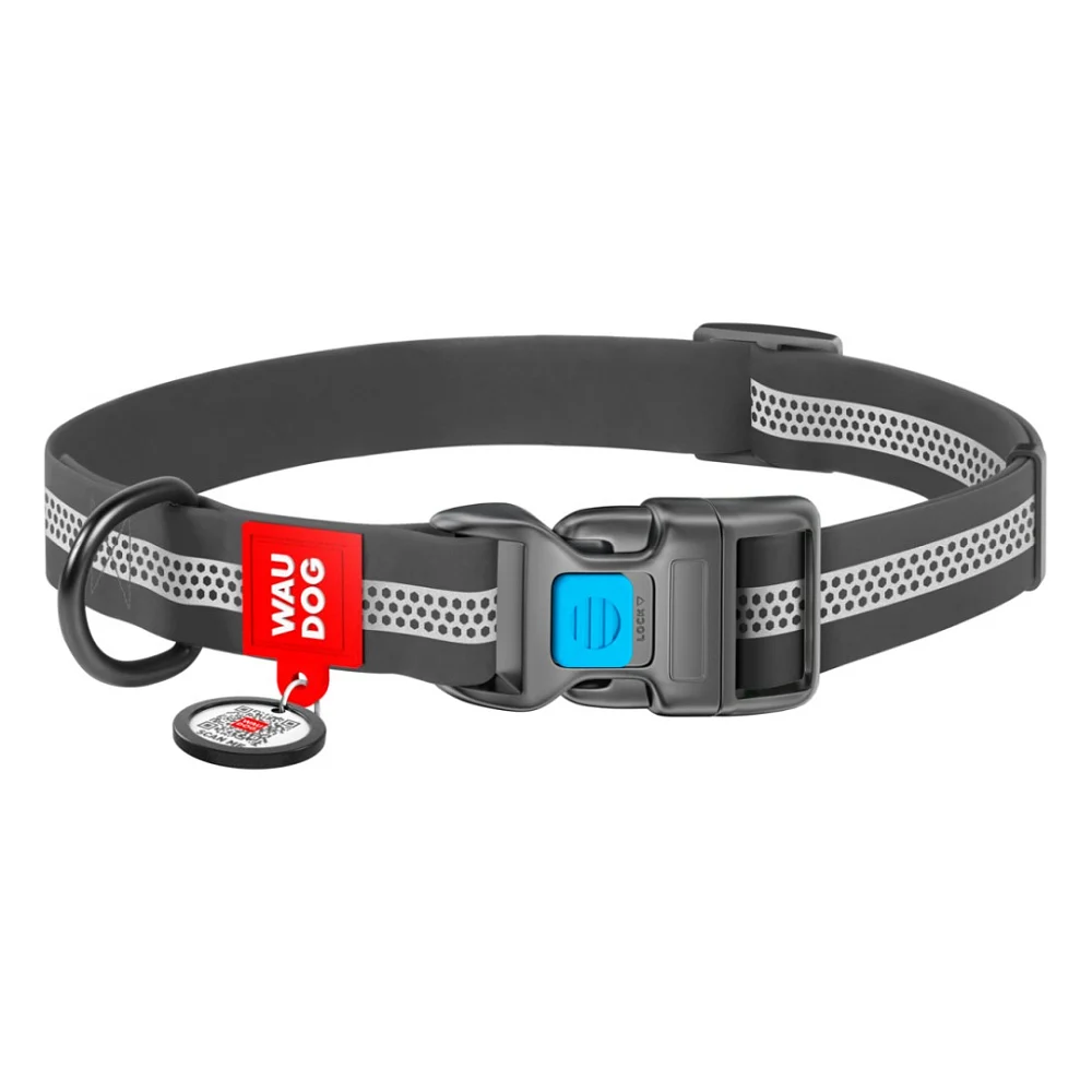 Нашийник для тварин WAUDOG Waterproof пластикова пряжка S Ш 15 мм Д 25-35 см сірий (261611)