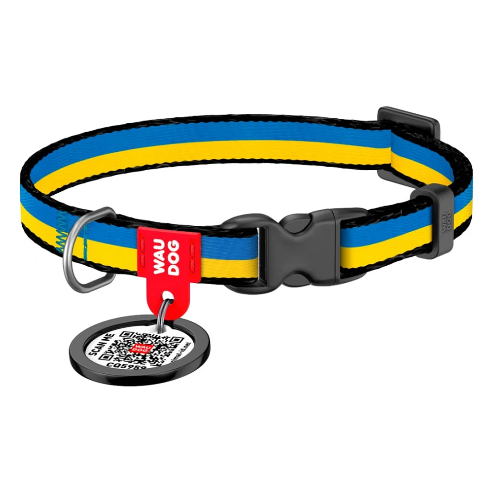 Нашийник для тварин WAUDOG Nylon з QR паспортом "Colors of freedom" пластиковий фастекс XS (278-4020)
