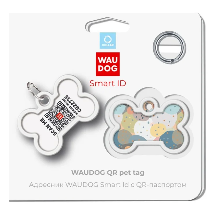 Адресник для тварин WAUDOG Smart ID з QR паспортом "Абстракція", кістка 40х28 мм (0640-0219) — фото 5