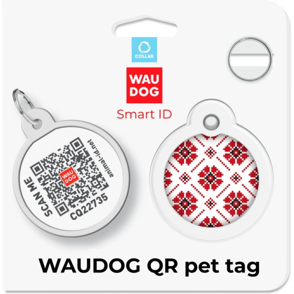 Адресник для тварин WAUDOG Smart ID з QR паспортом "Вишиванка", коло 30 мм (230-4033) — фото 5