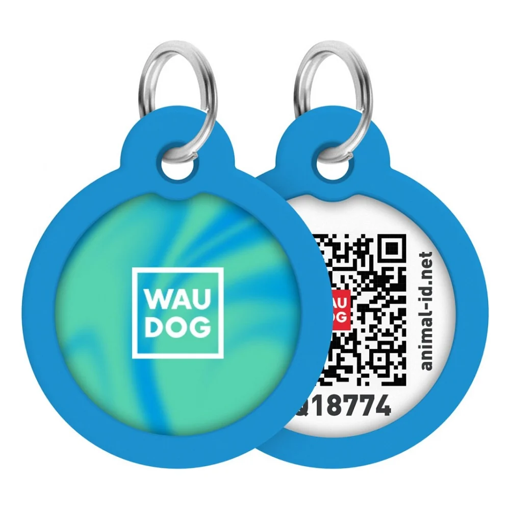 Адресник для тварин WAUDOG Smart ID з QR паспортом "Градієнт блакитний", коло 25 мм (225-4036)