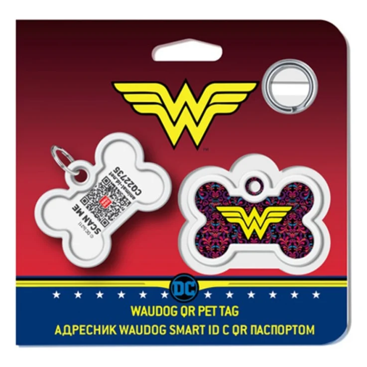 Адресник для тварин WAUDOG Smart ID з QR паспортом "Чудо жінка 3", кістка 40х28 мм (0640-1018) — фото 5