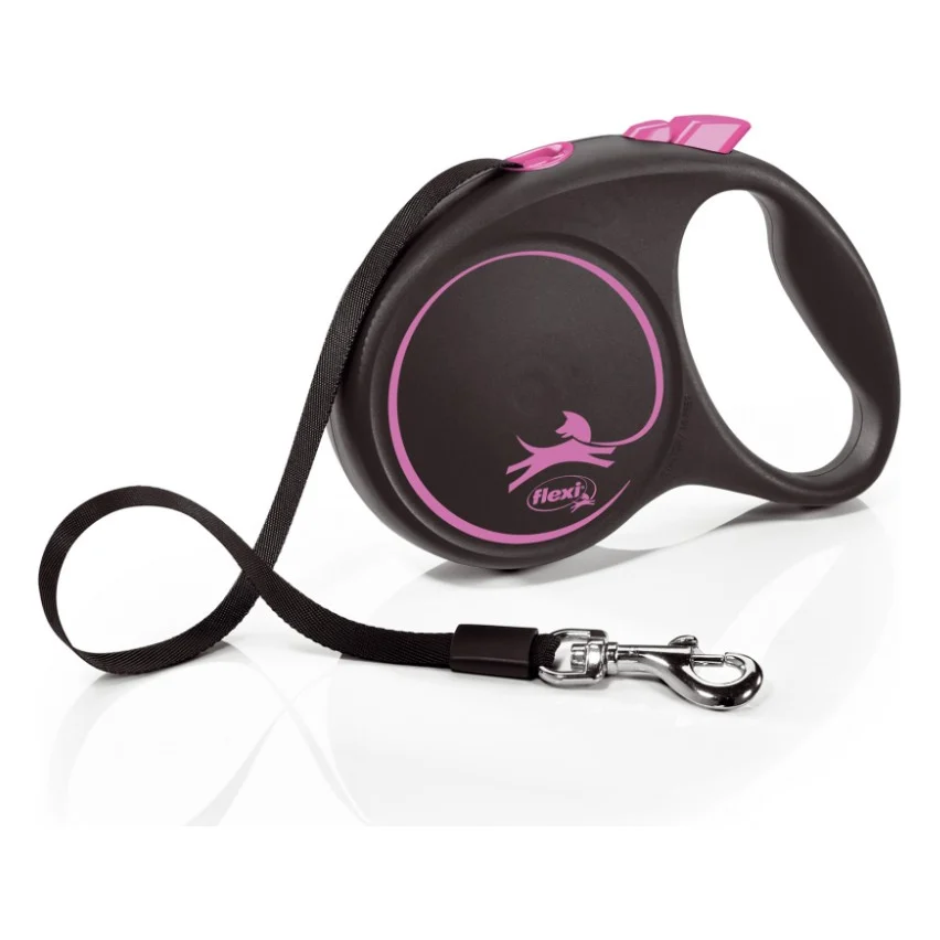 Повідок для собак Flexi Black Design L стрічка 5 м (рожевий) (4000498034118)