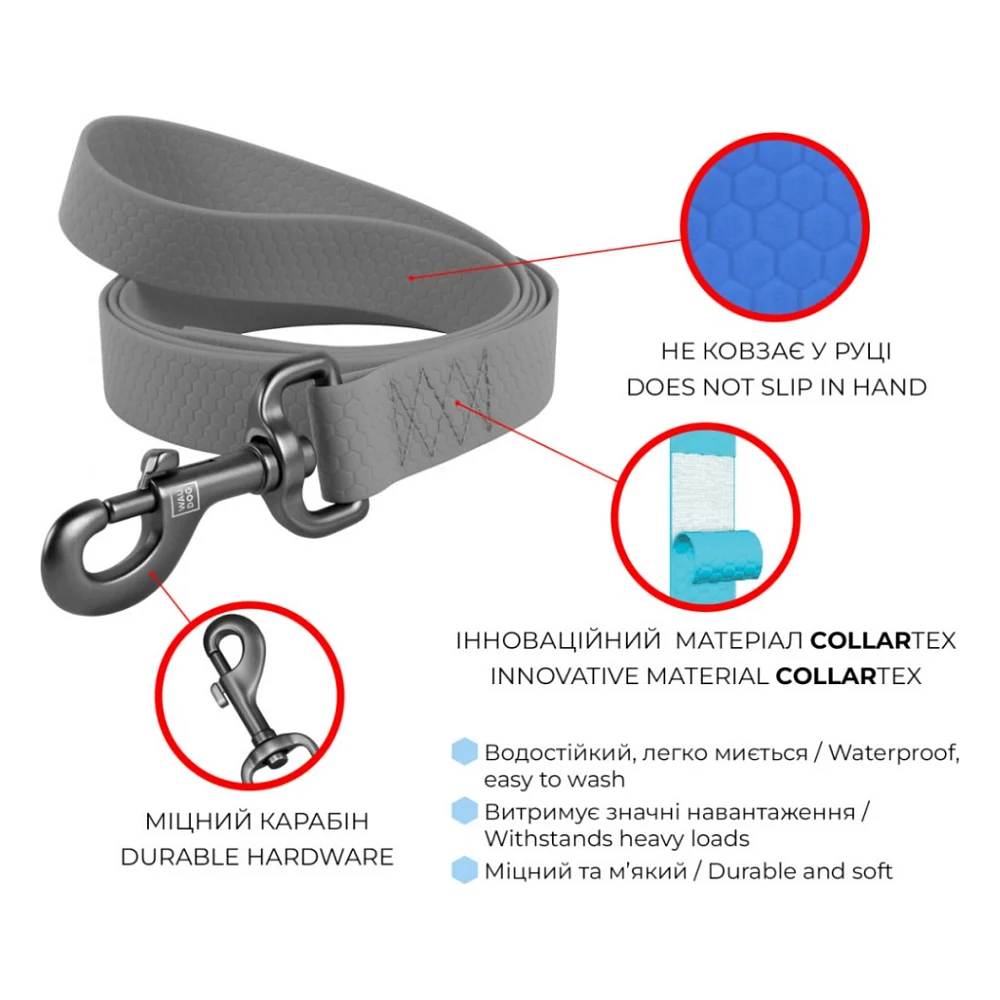 Повідок для собак WAUDOG Waterproof L-XXL Ш 25 мм Д 305 см рожевий (27347) — фото 5