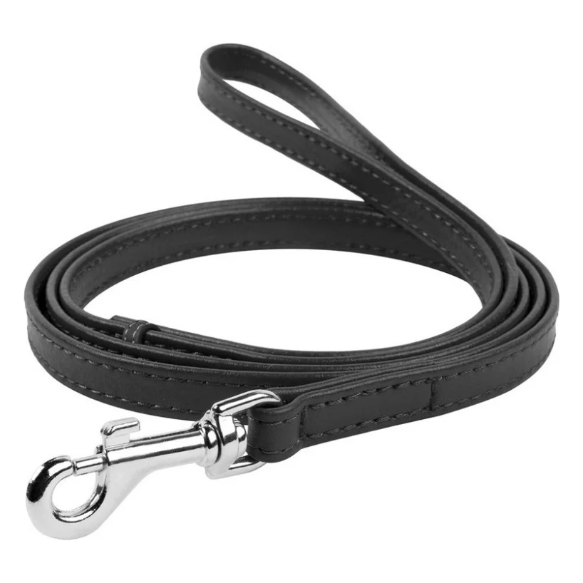 Повідок для собак WAUDOG Glamour шкіряний XS чорний (33721)