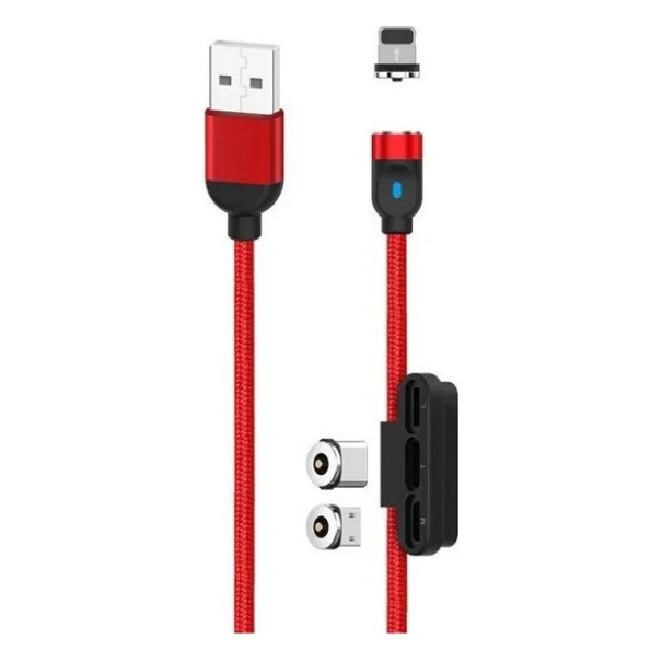 Кабель XO NB128 USB 2.0 AM to Lightning + Micro 5P + Type-C Magnetic Red