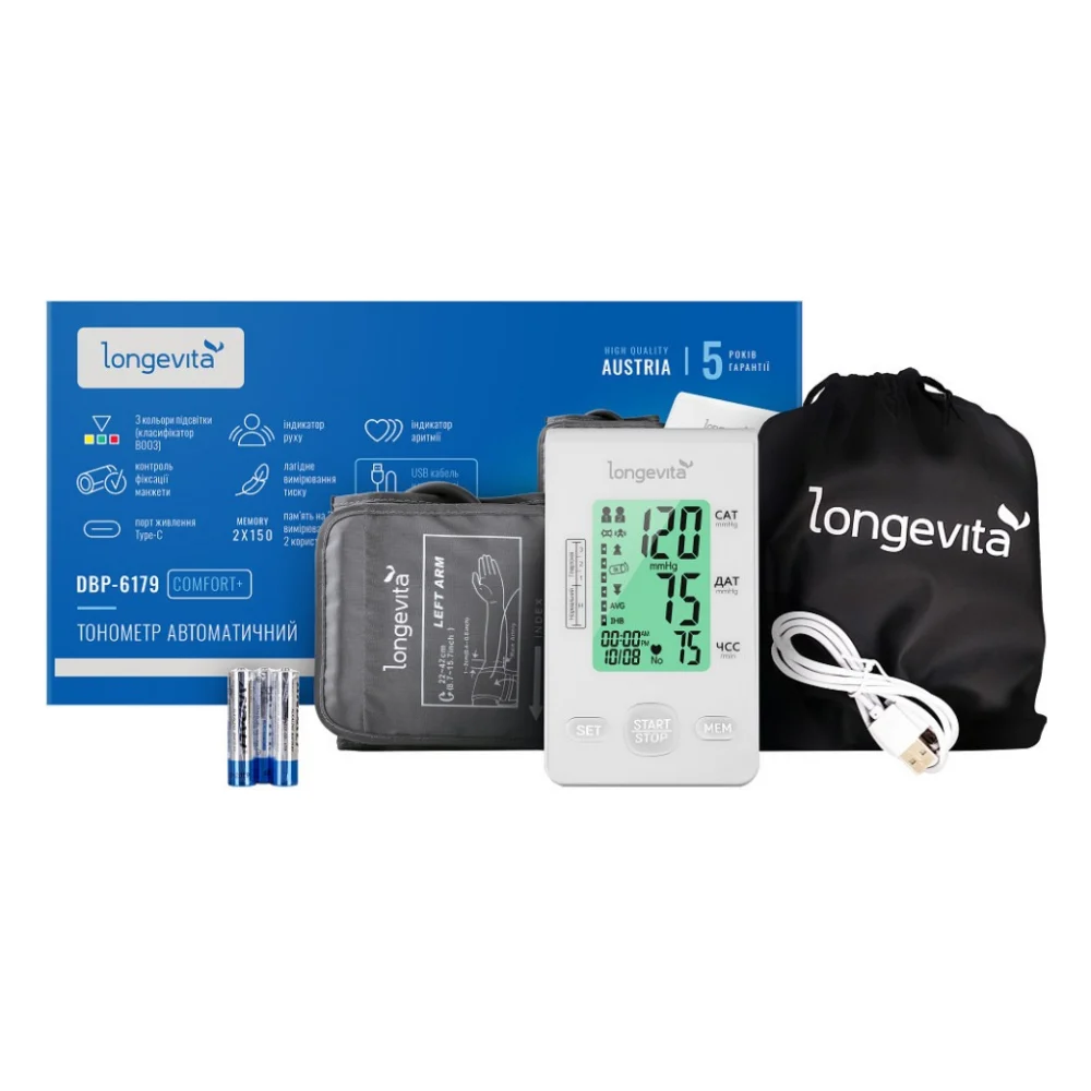 Тонометр Longevita Авт.вимір.артер.тиску LONGEVITA DBP-6179 (DBP-6179)