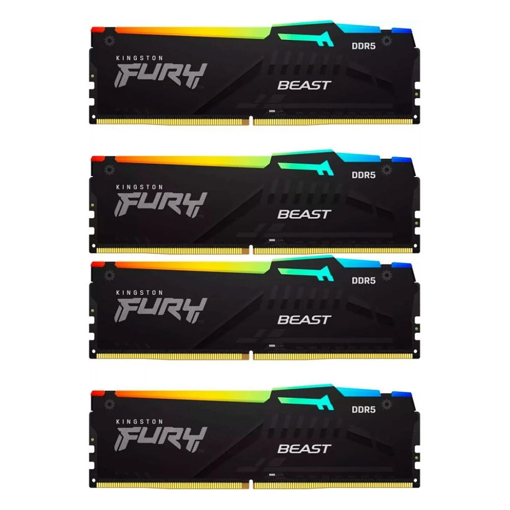 Модуль пам'яті для комп'ютера DDR5 128GB (4x32GB) 5600 MHz Beast RGB XMP Kingston Fury (ex.HyperX) (KF556C40BBAK4-128)
