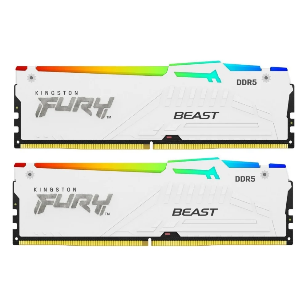 Модуль пам'яті для комп'ютера DDR5 32GB (2x16GB) 6800 MHz Beast White RGB EXPO Kingston Fury (ex.HyperX) (KF568C34BWEAK2-32)