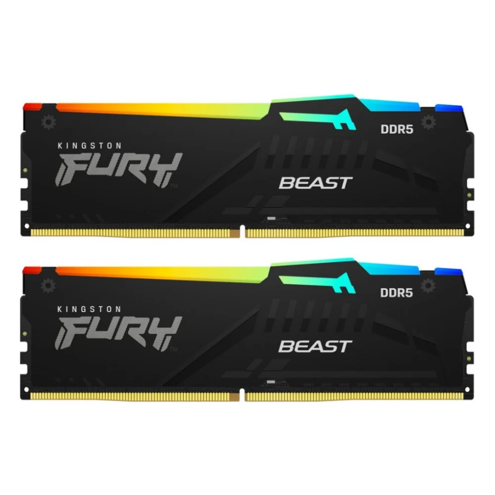 Модуль пам'яті для комп'ютера DDR5 64GB (2x32GB) 6000 MHz Beast RGB EXPO Kingston Fury (ex.HyperX) (KF560C30BBEAK2-64)