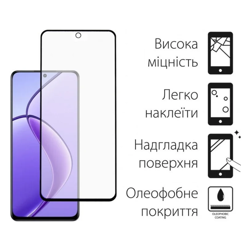 Скло захисне Dengos Full Glue Realme 12 5G (black) (TGFG-356) — фото 2
