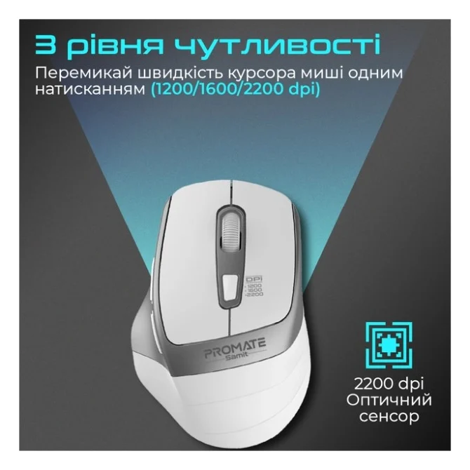 Мишка Promate Samit Wireless White (samit.white) — фото 4