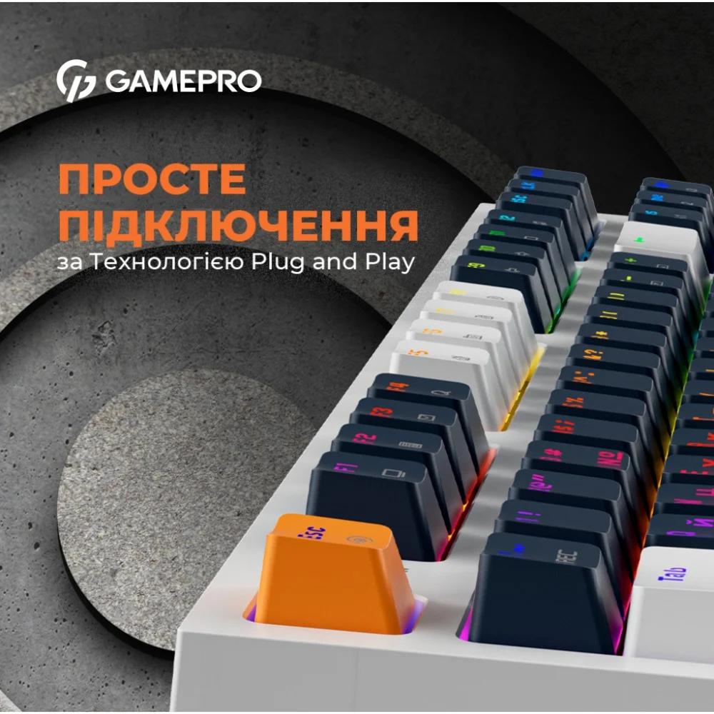 Клавіатура GamePro MK180W Hot-Swap Red Swich RGB USB UA White (MK180W) — фото 11