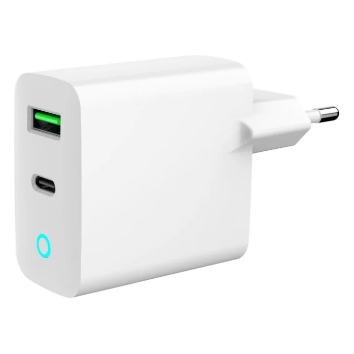 Зарядний пристрій Gembird 1xUSB-A + 1 Type-C (PD20Вт + QC3.0 18Вт) white (TA-UC-PDQC20L-W-01)