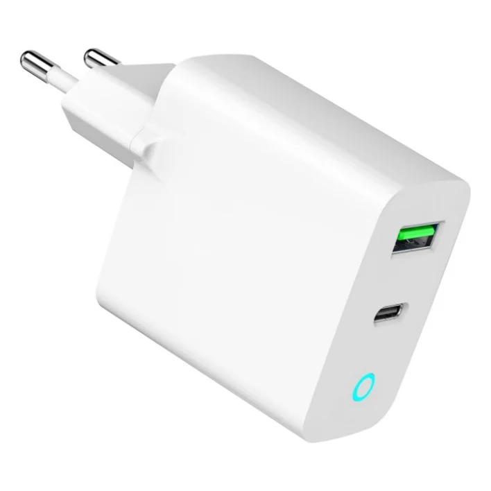 Зарядний пристрій Gembird 1xUSB-A + 1 Type-C (PD20Вт + QC3.0 18Вт) white (TA-UC-PDQC20L-W-01) — фото 2