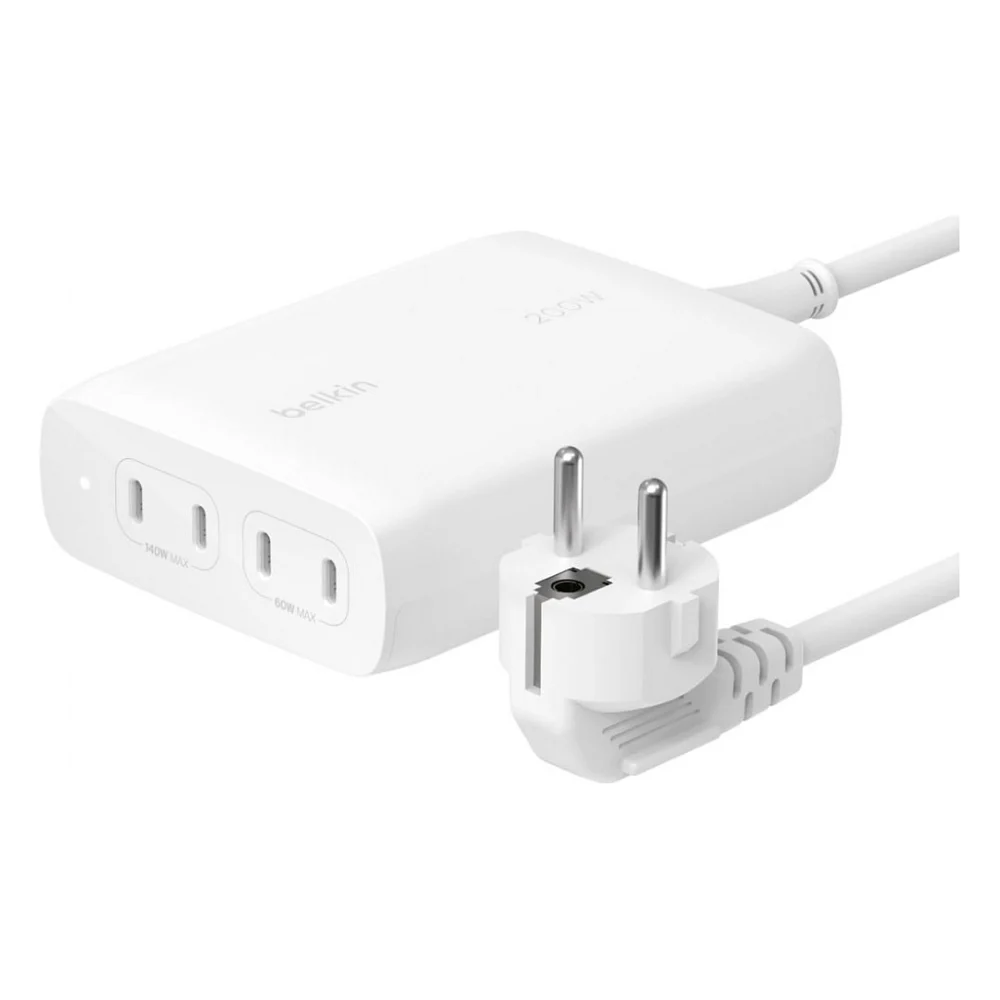 Зарядний пристрій Belkin 4хUSB-С GAN PD PPS 200W white (WCH015VFWH)