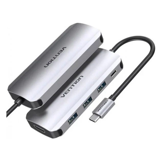Концентратор Vention USB 3.1 Type-C to HDM/USB 3.0х3//PD 100W 5-in-1 (THFHB)