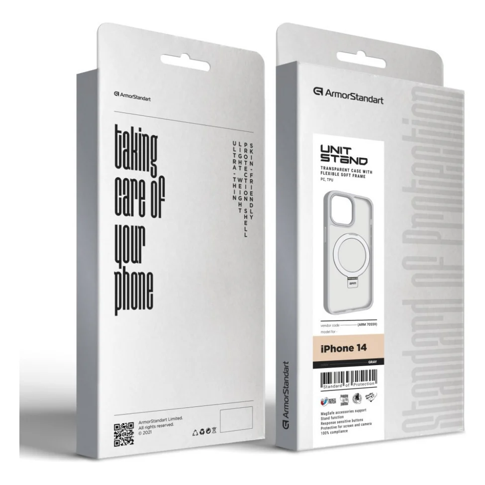 Чохол до мобільного телефона Armorstandart Unit Stand Apple iPhone 14 Grey (ARM70559) — фото 2