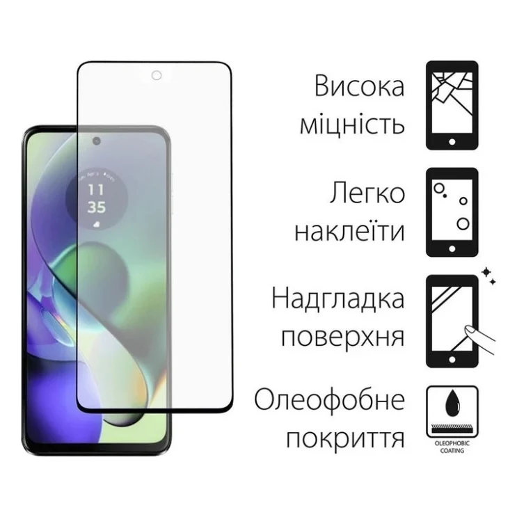 Чохол до мобільного телефона Dengos Kit for Motorola G54 case + glass (Black) (DG-KM-50) — фото 3