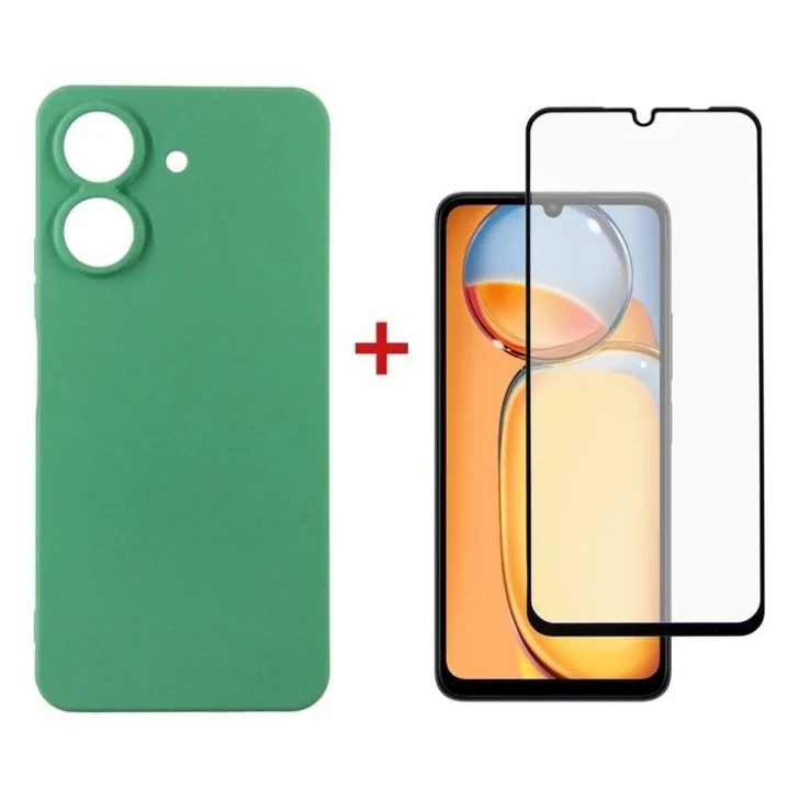 Чохол до мобільного телефона Dengos Kit for Xiaomi Redmi 13C case + glass (Mint) (DG-KM-63)