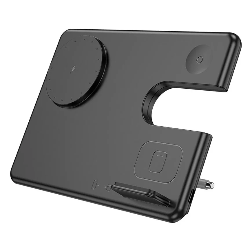 Бездротовий зарядний пристрій Hoco CQ1 Geek folding 3-in-1 magnetic wireless fast charger (for iWatch) Black