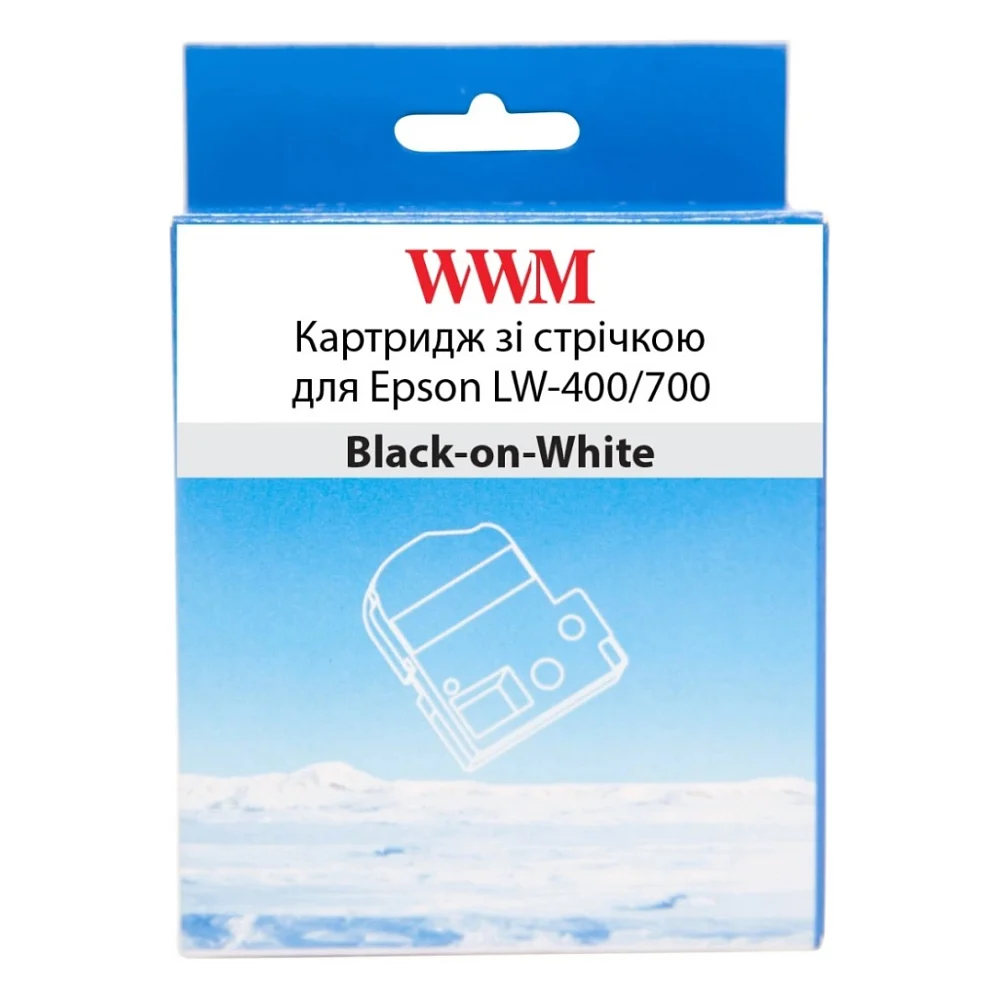 Стрічка для принтера етикеток WWM для Epson LW-400/700 18mm х 8m Black-on-White (WWM-SS18K)