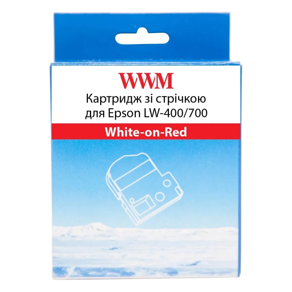Стрічка для принтера етикеток WWM для Epson LW-400/700 18mm х 8m White-on-Red (WWM-SD18R)